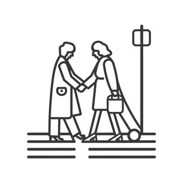 recommend clip art: Two People Walking and Holding Hands on a Crosswalk