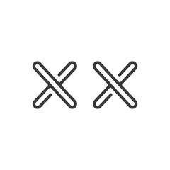 Two Simple Black Line Crosses on White Background