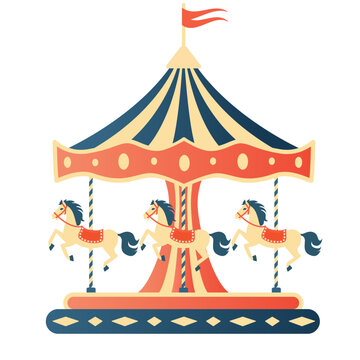 Carousel. Merry go round. Vector clipart isolated on white background.