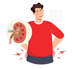 Kidney Stone Pain - Back Pain - Stock Illustration