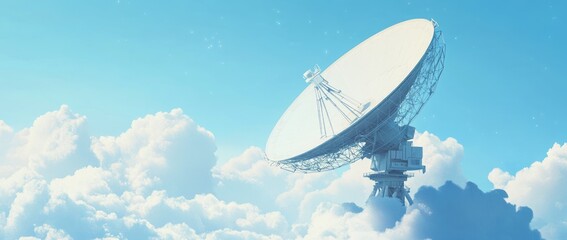 Obraz premium Satellite dish in a cloudy sky.