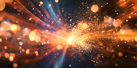 Fototapeta premium Cosmic Explosion: A dazzling display of light and energy, a vibrant burst of color against a dark backdrop, evoking the power and grandeur of the universe. Perfect for illustrating concepts of innovat