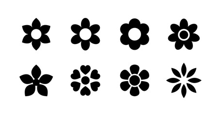 Fototapeta premium Flower set icons. Silhouette style. Vector icons.