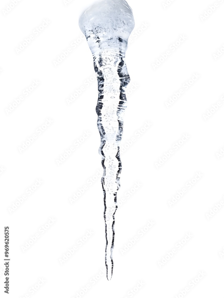 Poster closeup of a single icicle hanging in a frosty cold atmosphere the ice crystal formation displays a 