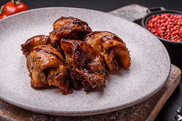 Grilled chicken or turkey shish kebab with salt, spices and herbs