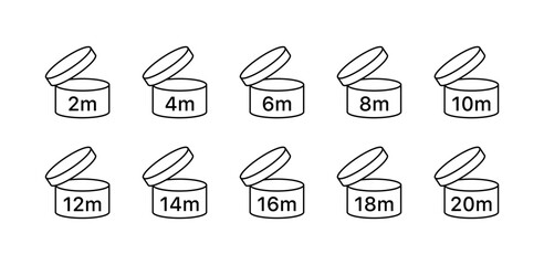 Product shelf life set icons. Linear style. Vector icons.