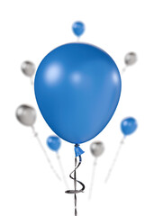 blue and grey focus celebrate party balloon, isolated background, transparent png