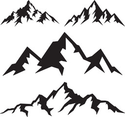 Mountains, Mountain Range Silhouette on a white background