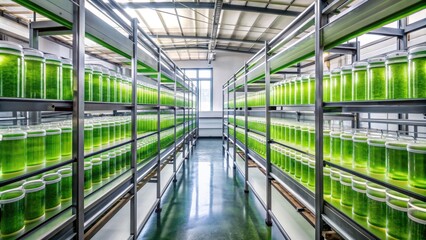 Algae farm in modern lab producing sustainable bio fuel, Algae, farm, high tech, lab, bio fuel, sustainable