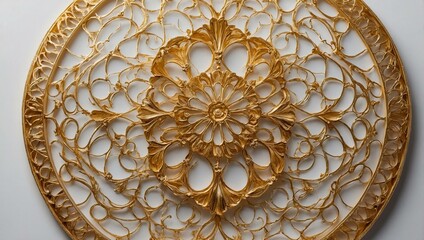 Gold circle pattern on a white background for an elegant wedding or special event invite.