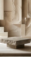 stone podium on geometric abstract background