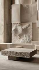 Beige stone podium on interior