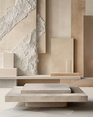 stone podium on geometric abstract background