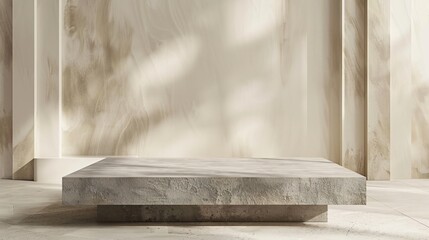Beige stone podium on interior