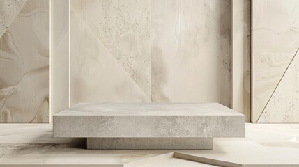 stone podium on geometric abstract background