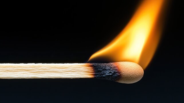 The bright flame of a match flickers in a dark setting, releasing smoke as it burns, with a striking cosmetic swatch attached to the burning tip, creating an unusual visual contrast