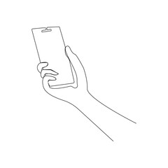 Holding phone front view continuous single-line art drawing.