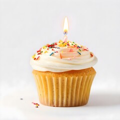 birthday cupcake with candles