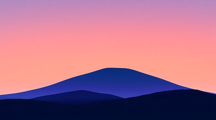 Fototapeta premium Silhouette of Mountains Against a Pink and Purple Sunset Sky.
