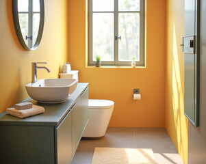 Fototapeta premium modern bathroom yellow and green