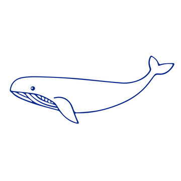 recommend clip art: A blue outline of a whale swimming in the ocean