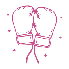 A pair of pink boxing gloves with stars around them