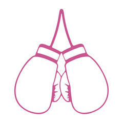 Pink boxing gloves, simple outline illustration