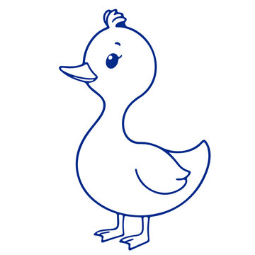 recommend clip art: A cute blue cartoon duck with a simple outline and minimal details