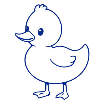 recommend clip art: A cute blue cartoon duck with a simple line drawing style