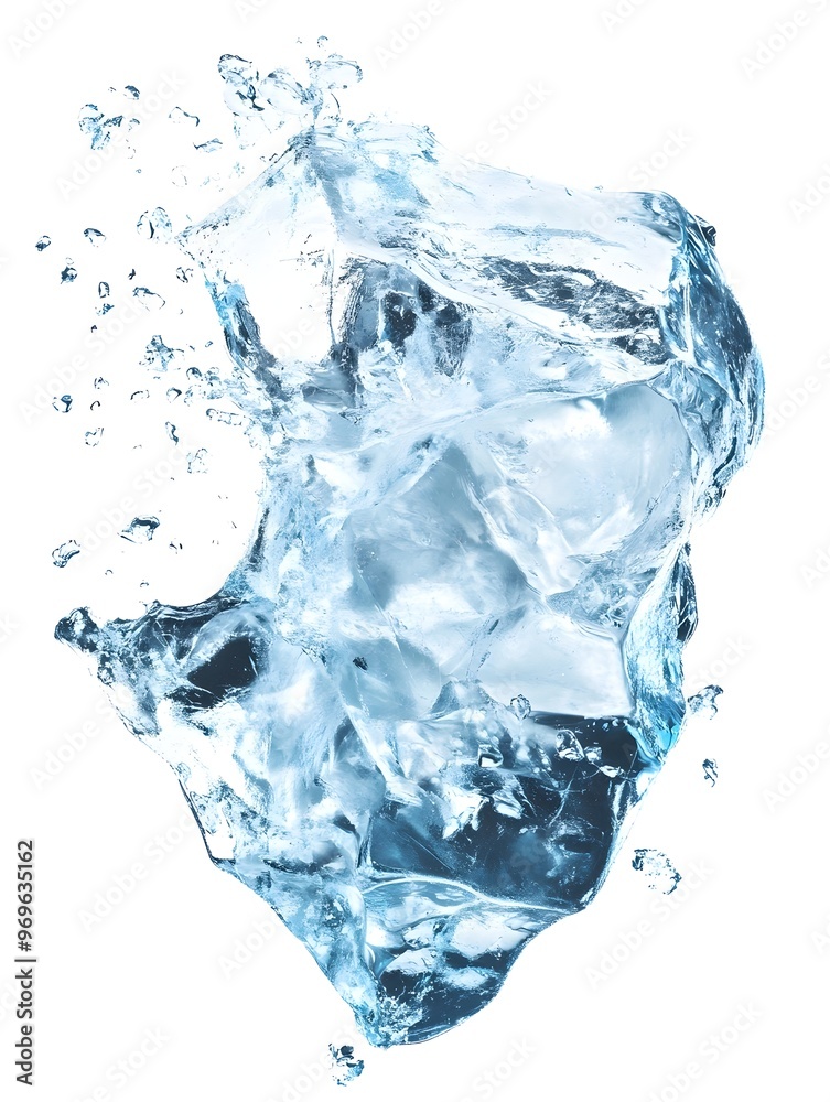 Poster dramatic and dynamic splash of frozen water crystal waves in motion creating a mesmerizing abstract 