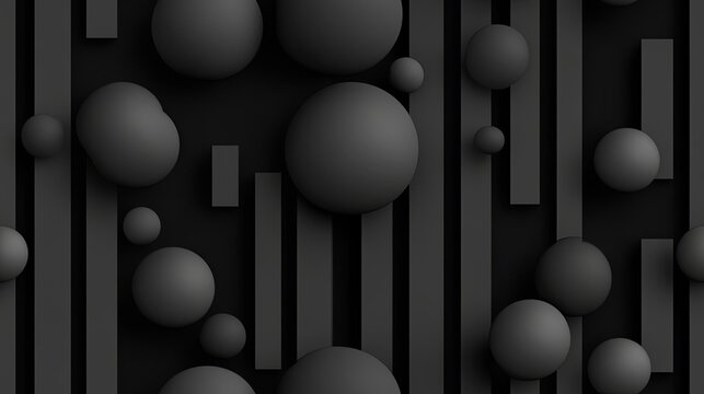 A striking black backdrop showcases vertical stripes and reflective spheres, showcasing a high-resolution design that enhances the aesthetic appeal of any device with a modern touch SEAMLESS PATTERN