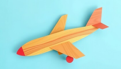 Paper Cut Craft Illustration of Wooden Toy Airplanes with Playful Designs