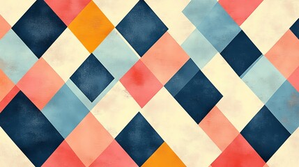 Fototapeta premium Colorful geometric pattern with blue, orange, and pink shapes