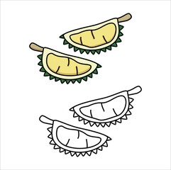 Coloring book for kids durian vector illustration. Eps 10