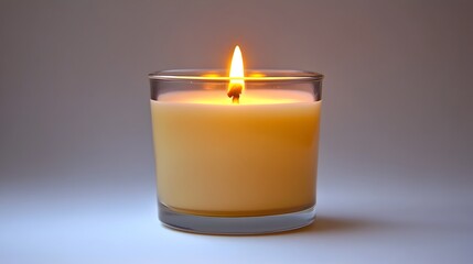 Elegant Scented Candle Burning in a Glass Jar Isolated on a Clean White Background  Peaceful Relaxing and Serene Home Decor