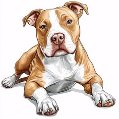 Cute American Pit Bull Terrier Clipart for Crafting and Design Projects on White Background - High Resolution Illustration