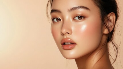 Fototapeta premium Beautiful Woman with Glowing Skin.