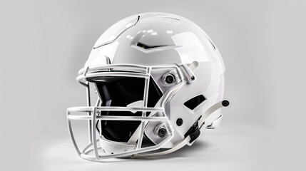 Fototapeta premium A generic white football helmet designed for American football, representing safety and protection during the game, isolated on a white background.