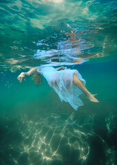 Woman swimming underwater
