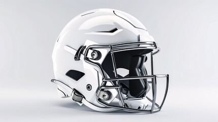 Fototapeta premium A generic white football helmet designed for American football, showing safety and protection during the game, isolated on a white background.