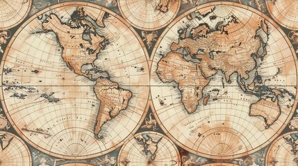 Fototapeta premium Antique map wallpaper