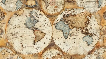 Naklejka premium Antique map wallpaper