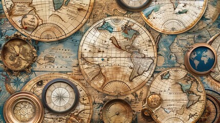 Fototapeta premium Antique map wallpaper