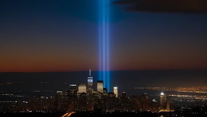 Fototapeta premium tribute light visible eagle rock new jersey serves distant reminder lives lost