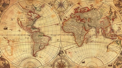 Obraz premium Antique map wallpaper
