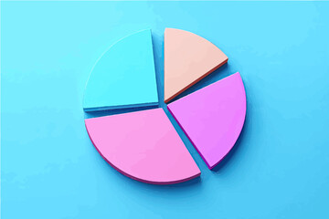 Fototapeta premium 3D pie chart, flat lay, simple color background, pastel colors, pink and blue-gigapixel-art-scale-4_00x