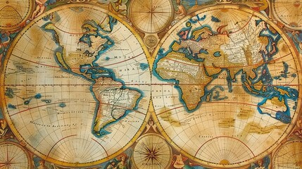Obraz premium Antique map wallpaper