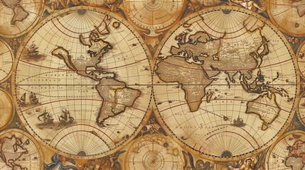 Naklejka premium Antique map wallpaper