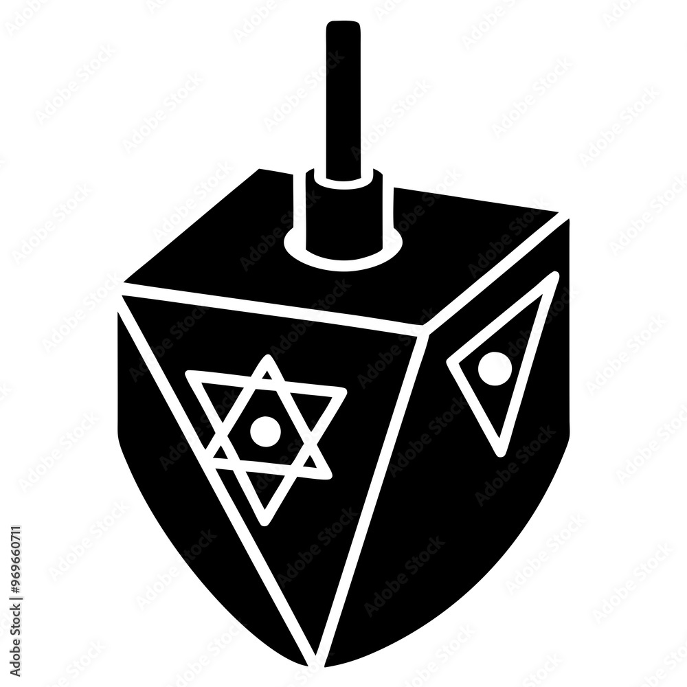 Wall mural silhouette-style hanukkah dreidel vector illustration