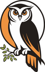 Owl setting on a branch vector illustration 